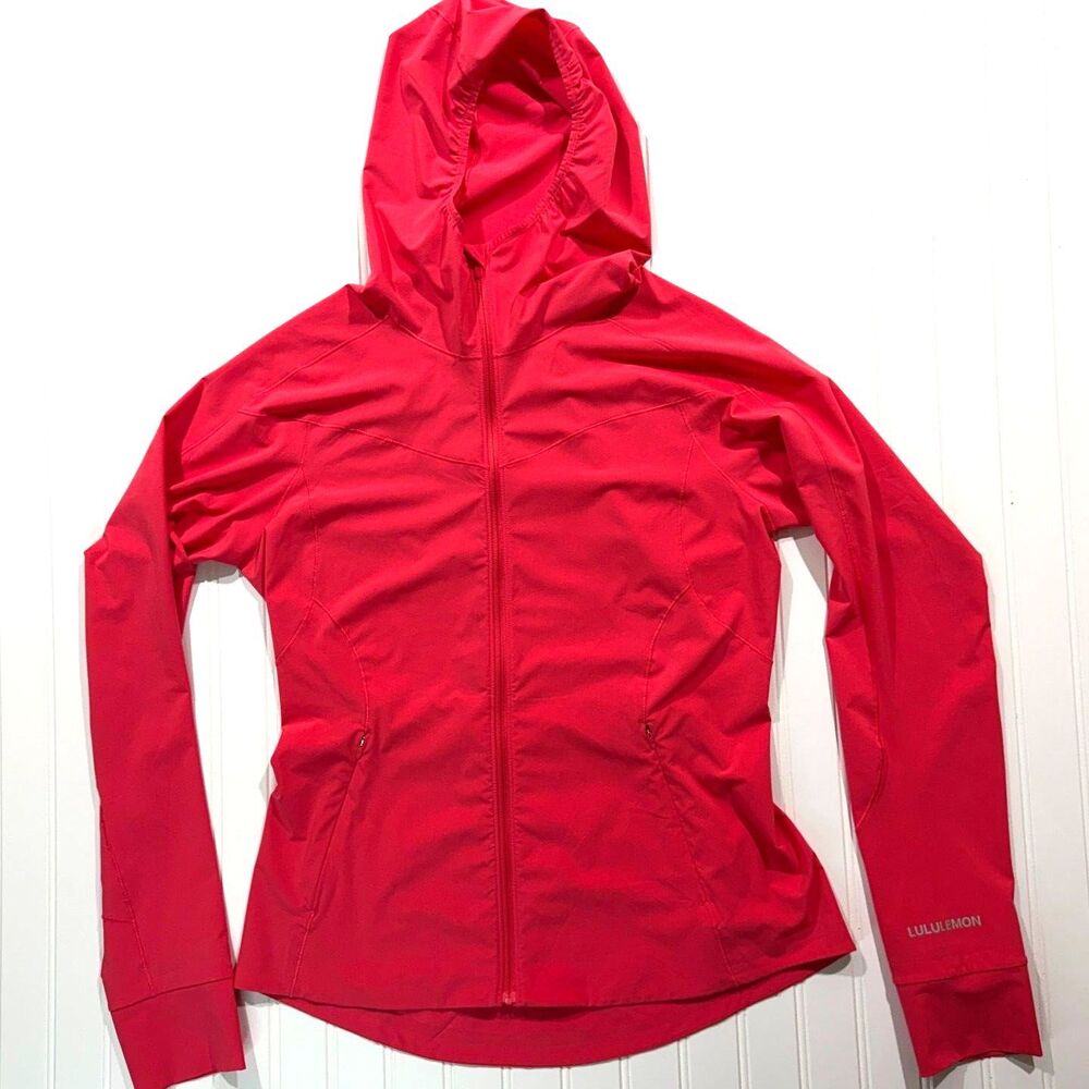 Lululemon Lightweight Full Zip Running Windbreaker Jacket Hooded Pink Coral 10